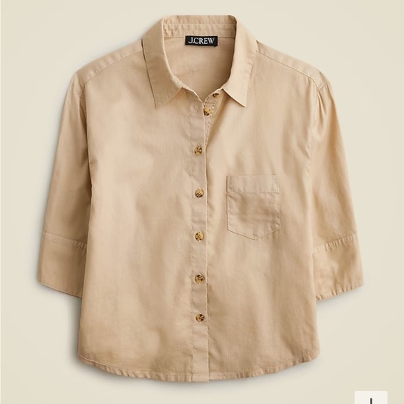 J crew Herringbone twill button-up shirt light khaki - Picture 1 of 3